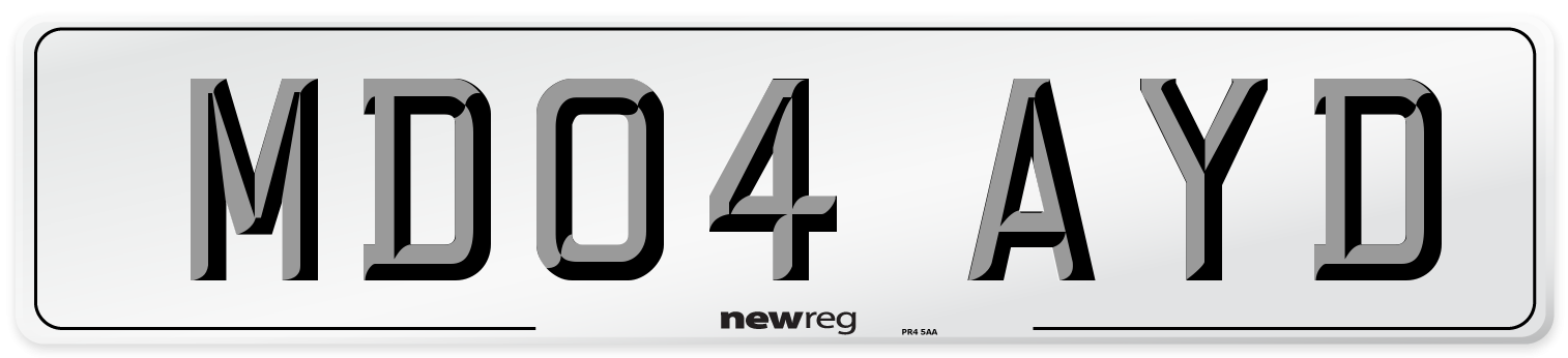 MD04 AYD Number Plate from New Reg